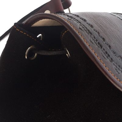 Alternate image for Leather and Suede Backpack Crafted in Peru Mountain Journey