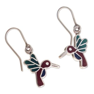 Alternate image for 950 Sterling Silver Hummingbird Dangle Earrings from Peru Hummingbird Joy