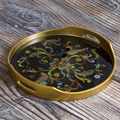 Alternate image for Artisan Crafted Glass Tray Birds of the Night