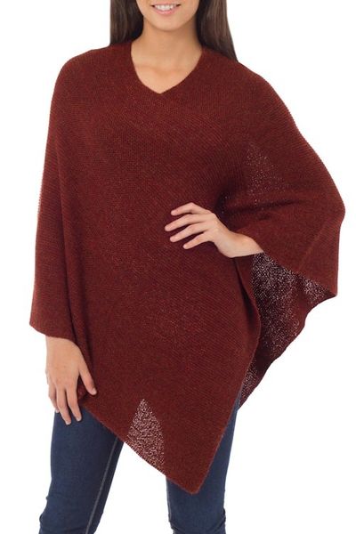 Alternate image for Womens Alpaca Wool Poncho Autumn Splendor
