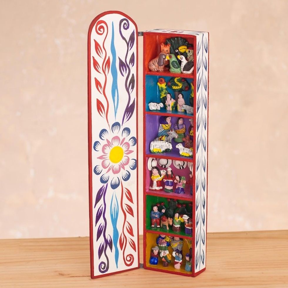 Handcrafted Religious Retablo Diorama Andean Folk Art 'Scenes from My Land'