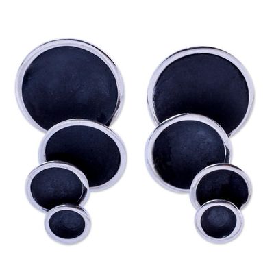 Alternate image for Handcrafted Oxidized Finish Sterling Silver Earrings Dark Moon Shadows