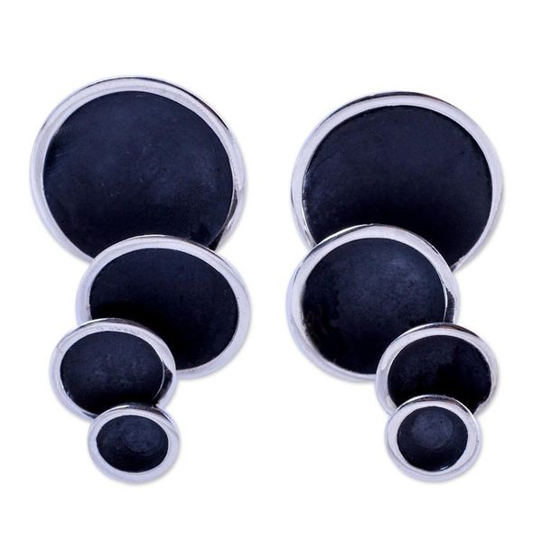 Alternate image for Handcrafted Oxidized Finish Sterling Silver Earrings Dark Moon Shadows