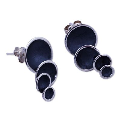 Alternate image for Handcrafted Oxidized Finish Sterling Silver Earrings Dark Moon Shadows