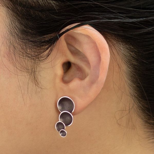 Alternate image for Handcrafted Oxidized Finish Sterling Silver Earrings Dark Moon Shadows