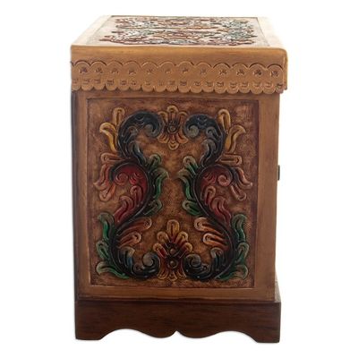 Alternate image for Handcrafted Classic Colorful Wood and Leather Jewelry Box Baroque Colors