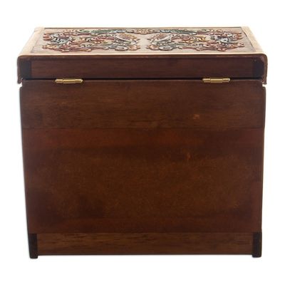Alternate image for Handcrafted Classic Colorful Wood and Leather Jewelry Box Baroque Colors