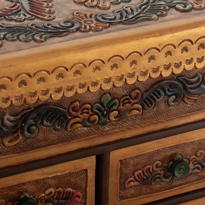 Alternate image for Handcrafted Classic Colorful Wood and Leather Jewelry Box Baroque Colors