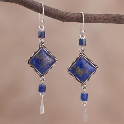 Alternate image for Lapis Lazuli and Sterling Dangle Handmade Earrings Legacy