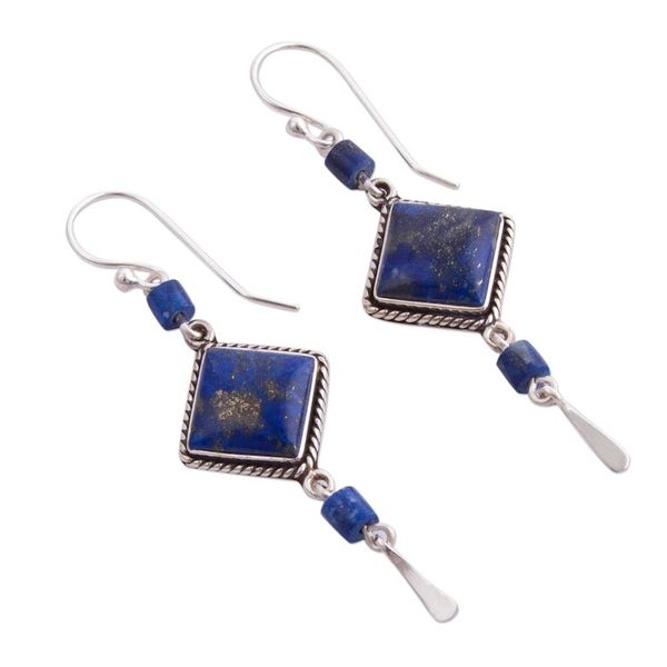 Alternate image for Lapis Lazuli and Sterling Dangle Handmade Earrings Legacy