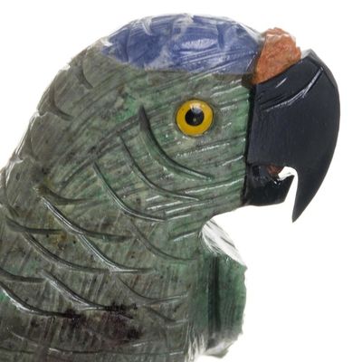 Alternate image for Handcrafted Gemstone Bird Sculpture from Peru Aqua Macaw