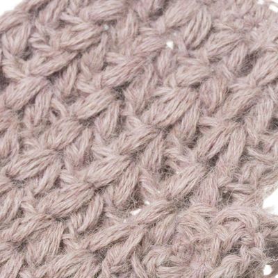 Alternate image for Hand-Crocheted 100 Alpaca Fingerless Gloves in Pale Mauve Pale Mauve Dream