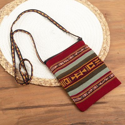 Alternate image for Handmade Alpaca Shoulder Bag Cusco Crimson