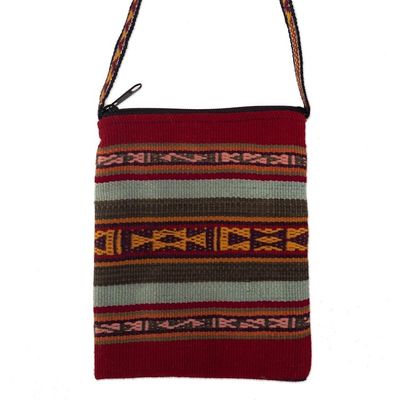 Alternate image for Handmade Alpaca Shoulder Bag Cusco Crimson