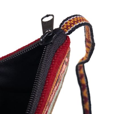 Alternate image for Handmade Alpaca Shoulder Bag Cusco Crimson