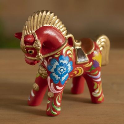 Alternate image for Hand Painted Ceramic Pucara Horse Figurine from Peru Red Pucara Horse