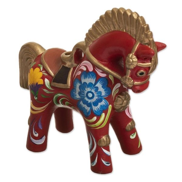 Alternate image for Hand Painted Ceramic Pucara Horse Figurine from Peru Red Pucara Horse