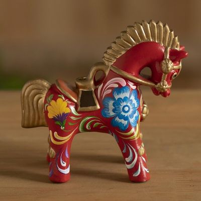 Alternate image for Hand Painted Ceramic Pucara Horse Figurine from Peru Red Pucara Horse