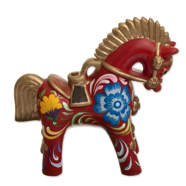 Alternate image for Hand Painted Ceramic Pucara Horse Figurine from Peru Red Pucara Horse