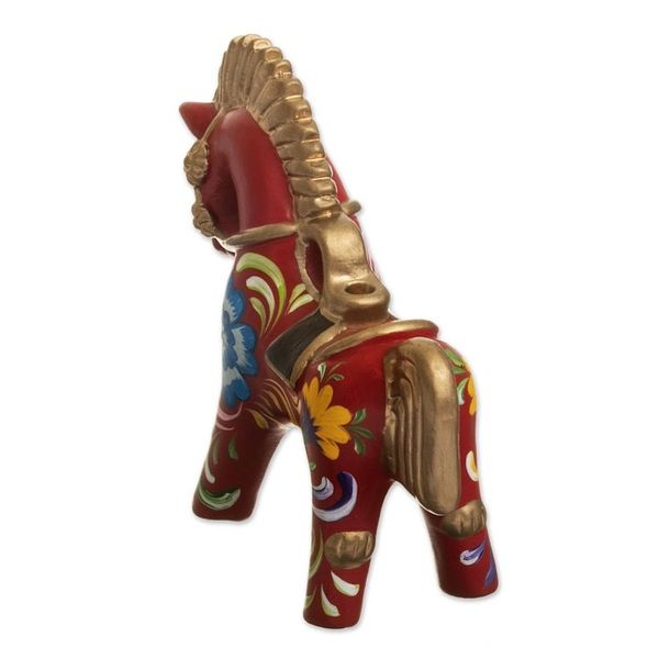 Alternate image for Hand Painted Ceramic Pucara Horse Figurine from Peru Red Pucara Horse