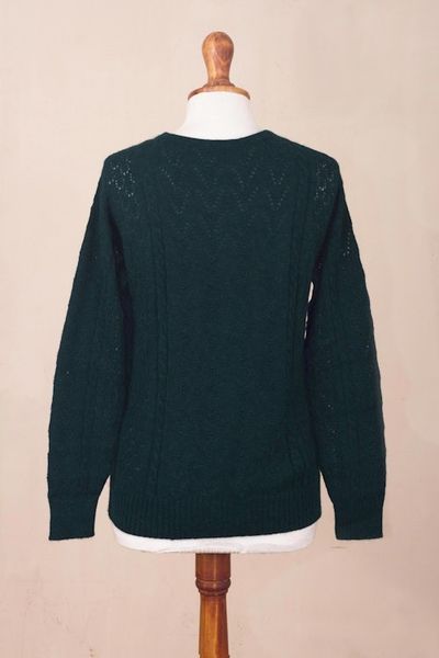 Alternate image for Forest Spruce Teal Baby Alpaca Pullover Sweater Teal Charm