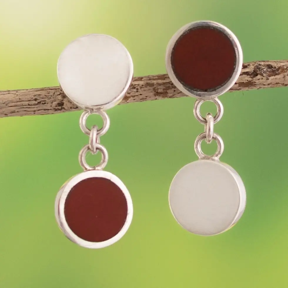Inlaid Jasper Dangle Earrings 'Starting Point'