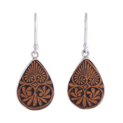 Alternate image for Sterling Silver and Pumpkin Shell Dangle Earrings from Peru Infinite Cosmos
