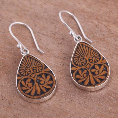 Alternate image for Sterling Silver and Pumpkin Shell Dangle Earrings from Peru Infinite Cosmos