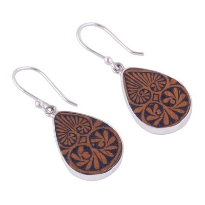 Alternate image for Sterling Silver and Pumpkin Shell Dangle Earrings from Peru Infinite Cosmos
