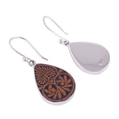 Alternate image for Sterling Silver and Pumpkin Shell Dangle Earrings from Peru Infinite Cosmos