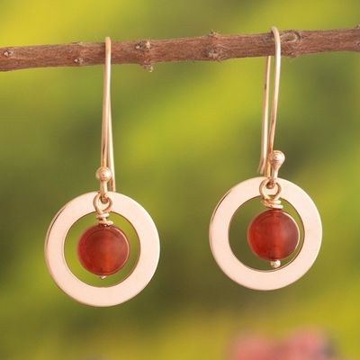 Alternate image for Dangle Earrings with Carnelian Beads and 24k Gold Plating Morning Mars