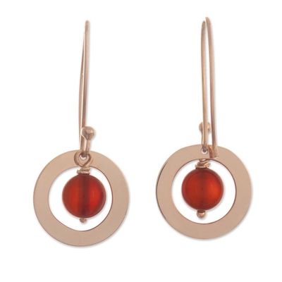 Alternate image for Dangle Earrings with Carnelian Beads and 24k Gold Plating Morning Mars