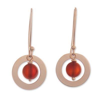 Alternate image for Dangle Earrings with Carnelian Beads and 24k Gold Plating Morning Mars