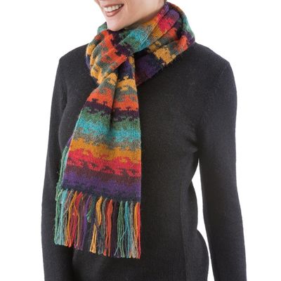 Alternate image for Alpaca Wool Striped Scarf from Peru Andean Twilight