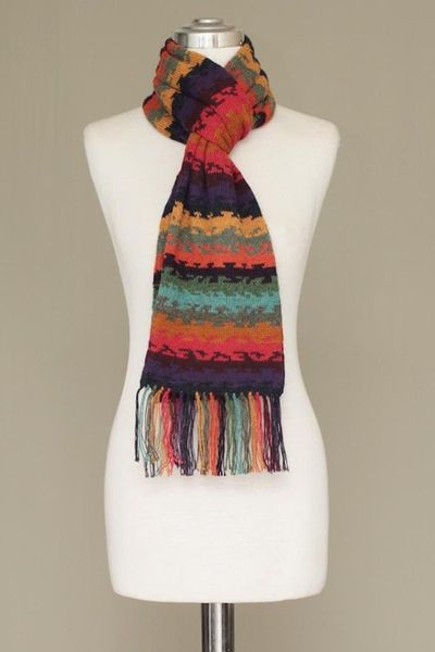 Alternate image for Alpaca Wool Striped Scarf from Peru Andean Twilight