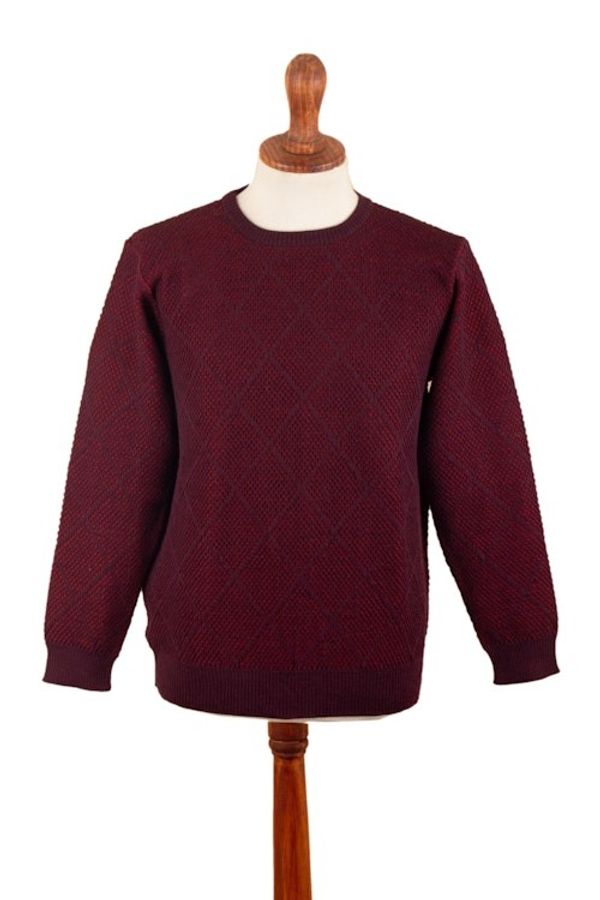Alternate image for Mens Alpaca Blend Sweater in Red and Burgundy Made in Peru Textures  Diamonds