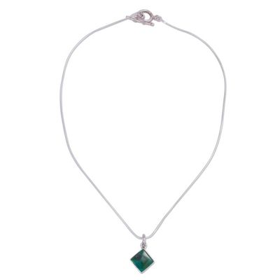 Alternate image for Chrysocolla and Silver Necklace Handcrafted in Peru Evocative Color