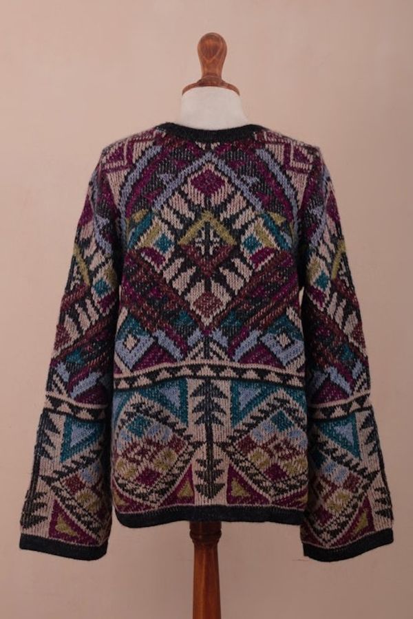 Alternate image for Baby Alpaca Blend Kimono Cardigan Sweater from Peru Rurichinchay Heights