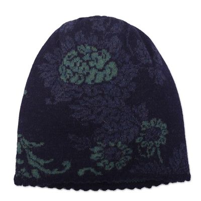 Alternate image for Floral 100 Alpaca Hat in Blue Blue Dream Garden
