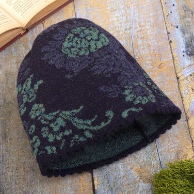 Alternate image for Floral 100 Alpaca Hat in Blue Blue Dream Garden