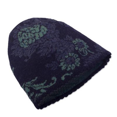 Alternate image for Floral 100 Alpaca Hat in Blue Blue Dream Garden