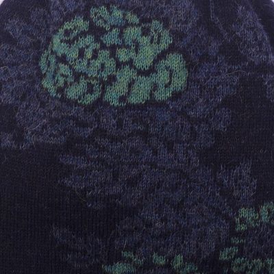 Alternate image for Floral 100 Alpaca Hat in Blue Blue Dream Garden