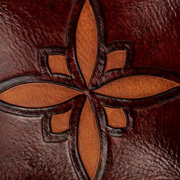 Alternate image for Star Motif Hand Tooled Brown Leather Catchall from Peru Gothic Star
