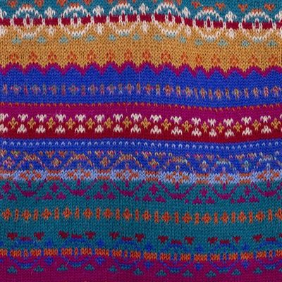 Alternate image for Multicolored Knit 100 Alpaca Scarf Sierra Rainbow