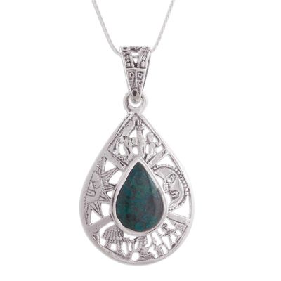 Alternate image for Chrysocolla Pendant Necklace Sun and Moon