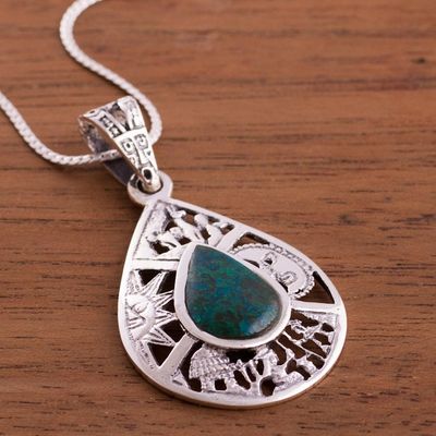 Alternate image for Chrysocolla Pendant Necklace Sun and Moon