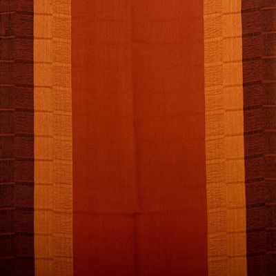 Alternate image for Hand-Woven Striped Fringed Orange 100 Baby Alpaca Scarf Huancayo Sunset