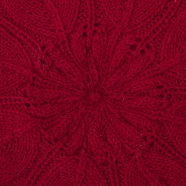 Alternate image for Leaf-Pattern 100 Alpaca Knit Beret in Claret from Peru Claret Leaves