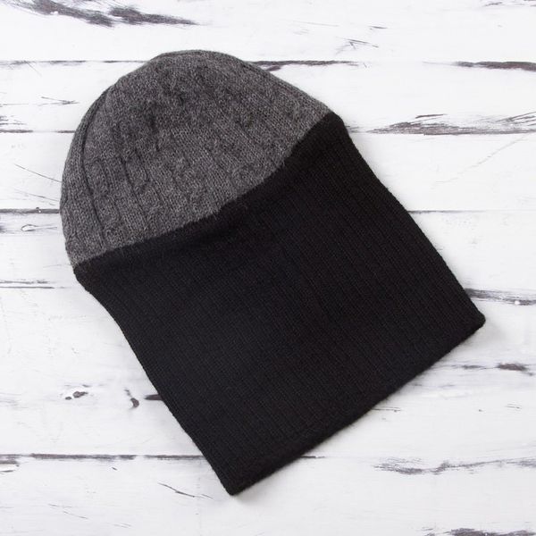 Alternate image for Knit 100 Alpaca Hat in Smoke and Black from Peru Warm Braids in Smoke