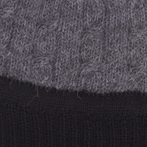 Alternate image for Knit 100 Alpaca Hat in Smoke and Black from Peru Warm Braids in Smoke